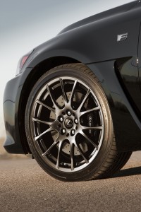 The 19-inch wheels on the IS F have a 10-spoke design that shows off the massive, 14.2-inch, cross-drilled front brake calipers.