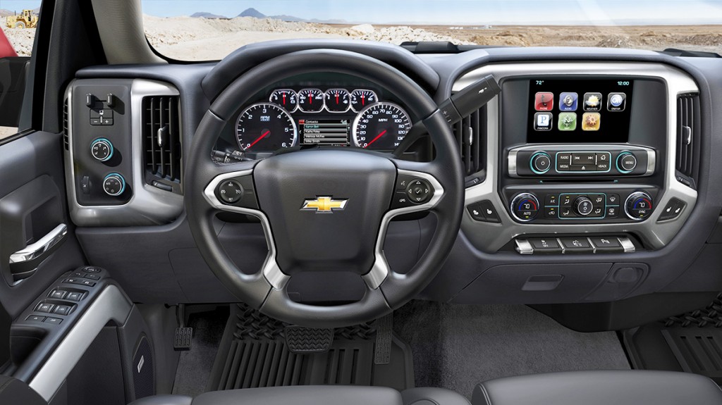 The new Silverado’s dash is dominated by a big digital display with colorful icons, much like an iPhone’s home screen.