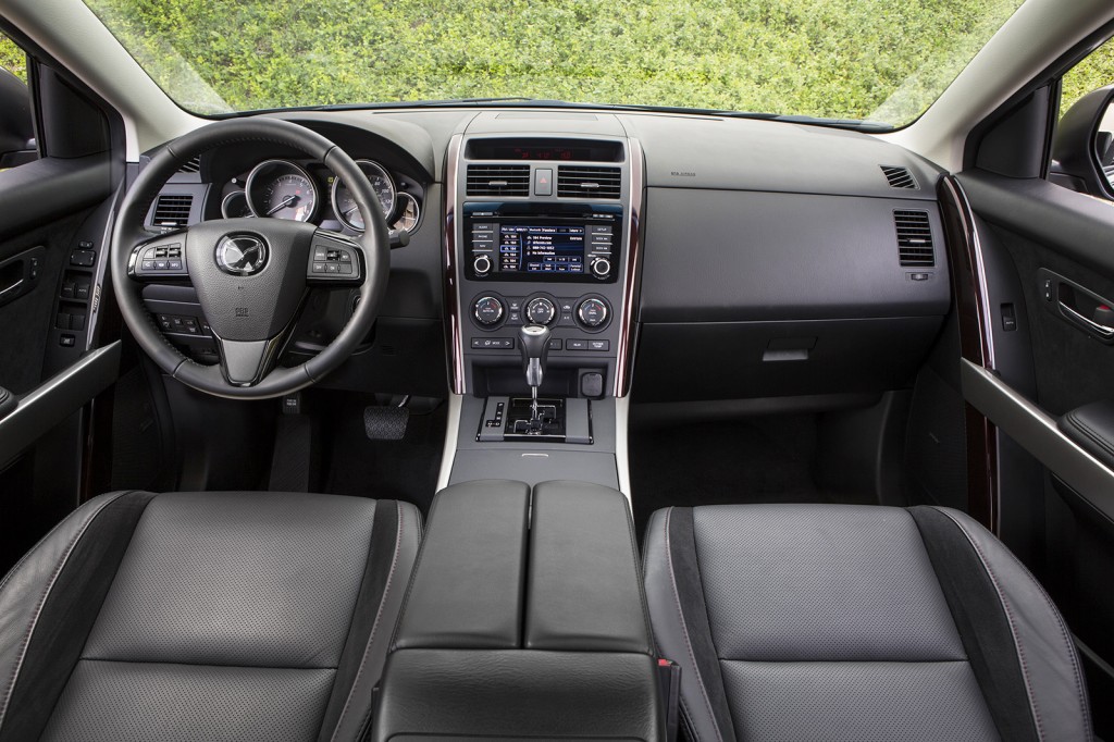 A cockpit centered around the left seat enhances the CX-9’s appeal for drivers, while tasteful, glossy accents on the Grand Touring models give it an upscale look.
