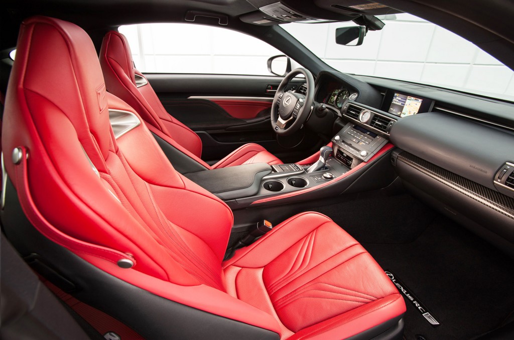 For a racy option, Lexus offers red leather seats in the RC F. It’s the most aggressive, exotic-looking Lexus for sale today. 