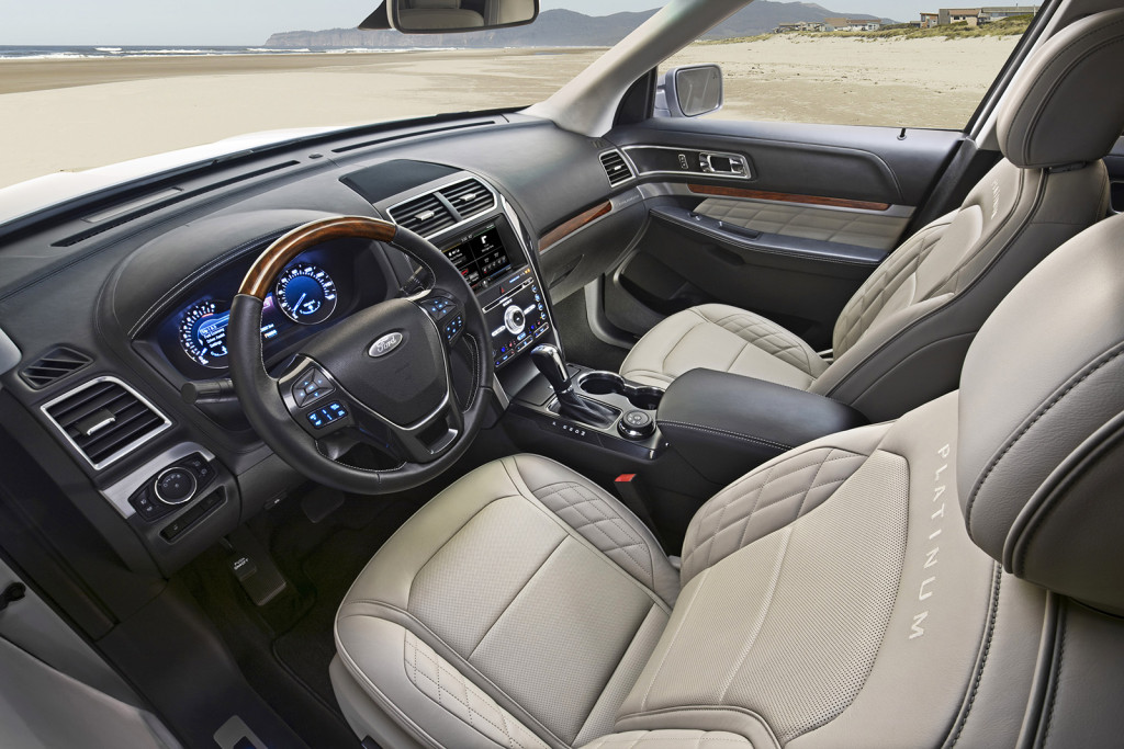 In Platinum trim, shown here, the Explorer offers many of the trappings one would normally expect from a luxury-brand SUV, including quilted leather seats that can massage your back.